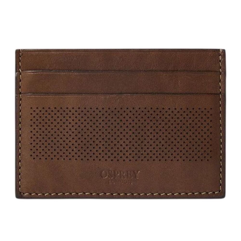 Osprey Arthur Perforated Leather Card Holder / Chocolate Brown